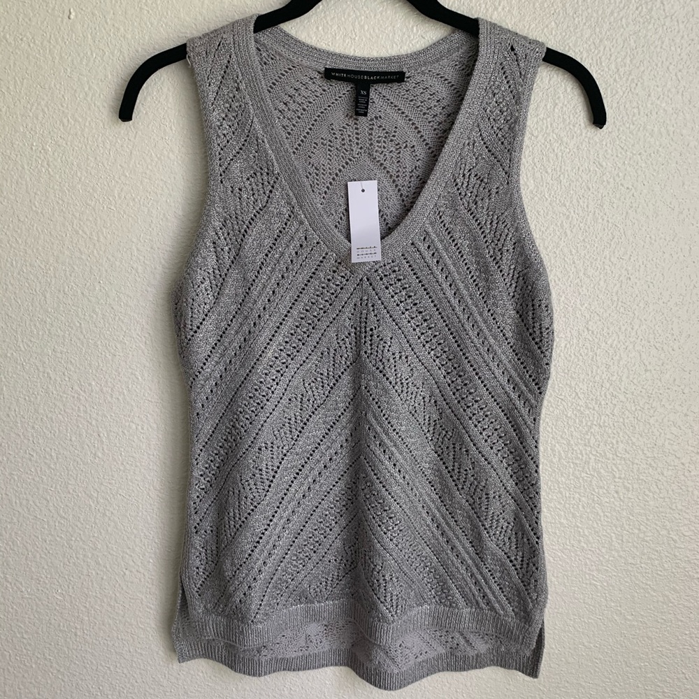 WHBM Silver Gray Sleeveless Top Sz XS